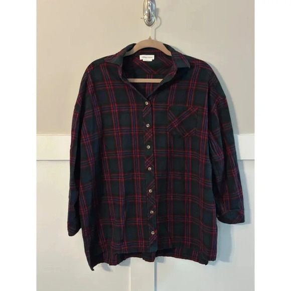 Women's‎ Lovers + Friends Shirt, XS, Green Plaid - Picture 4 of 8